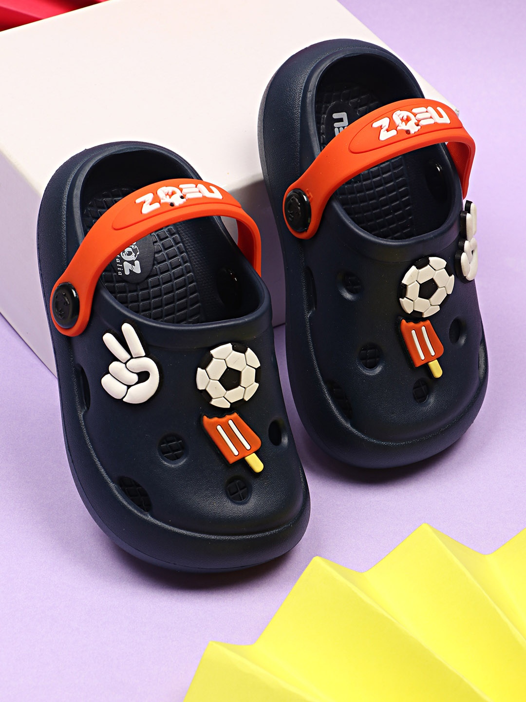 

NEOZ Kids Embellished Rubber Clogs, Navy blue