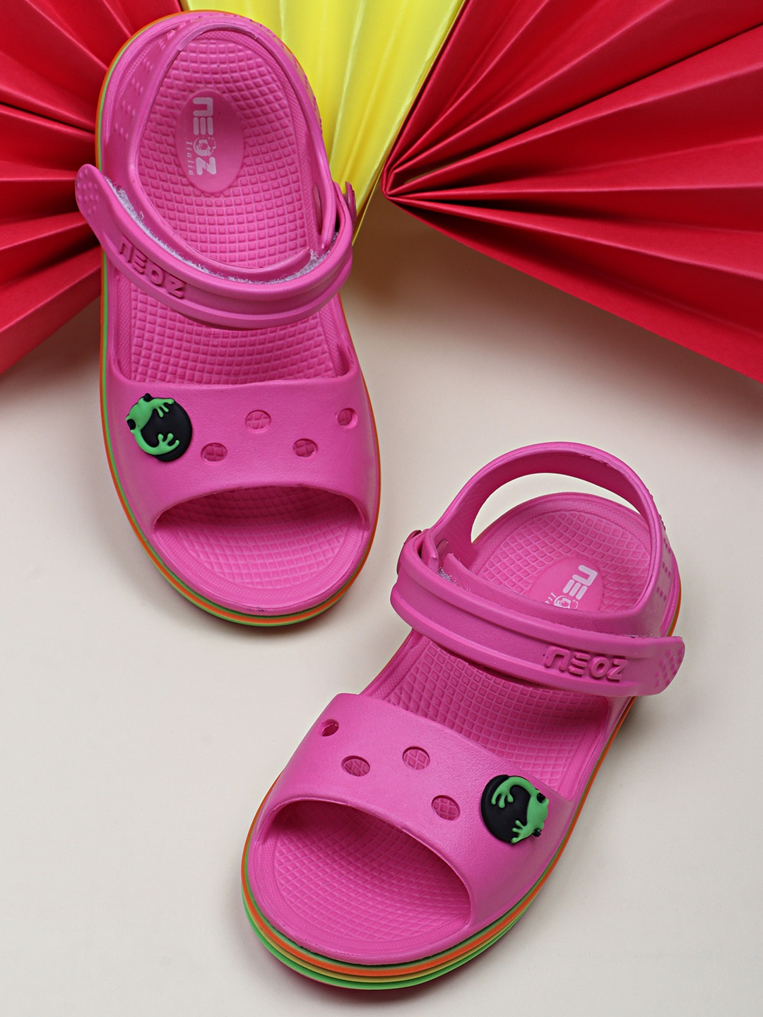 

NEOZ Kids Embellished Velcro Closure Comfort Sandals, Fuchsia