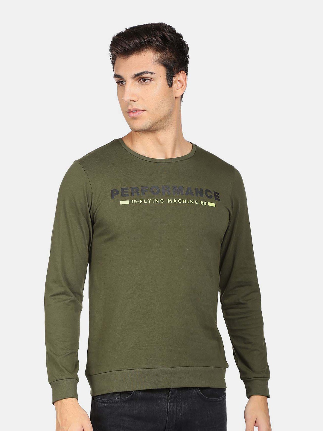 

Flying Machine Typography Printed T-Shirt, Green