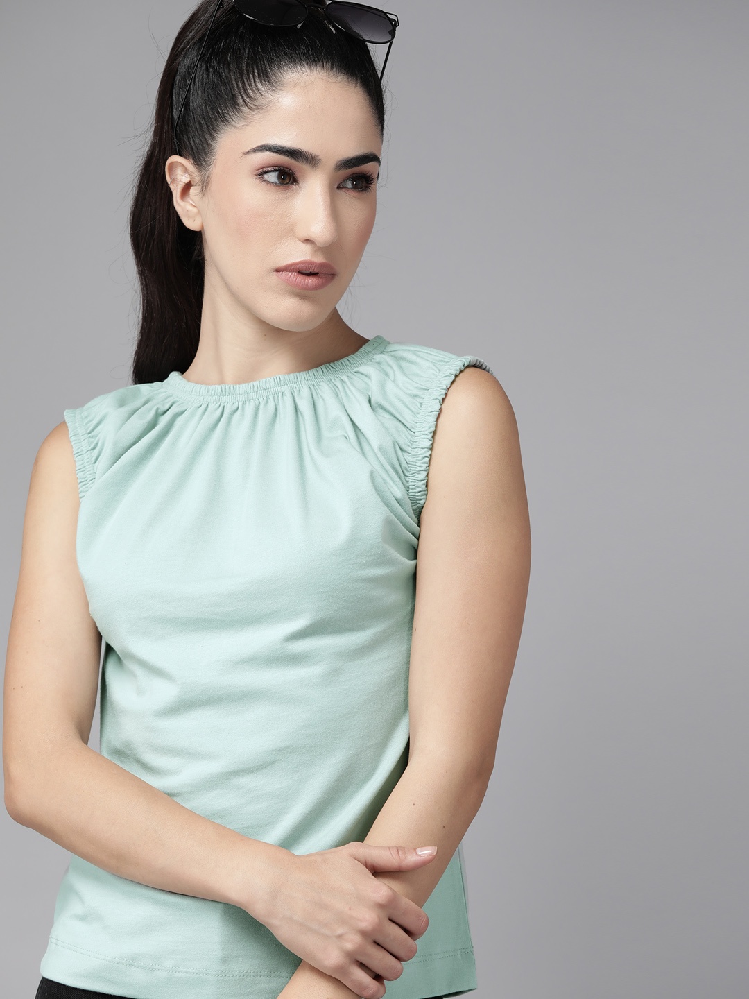 

Roadster Boat Neck Top, Sea green