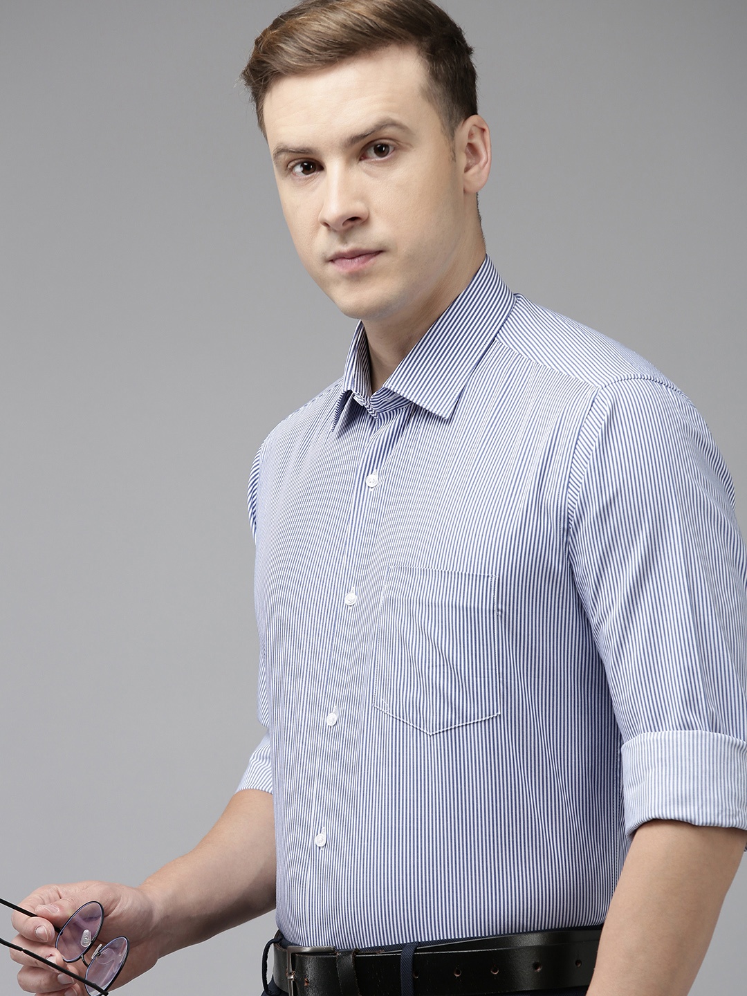 

Van Heusen Striped Pure Cotton Formal Shirt, Blue