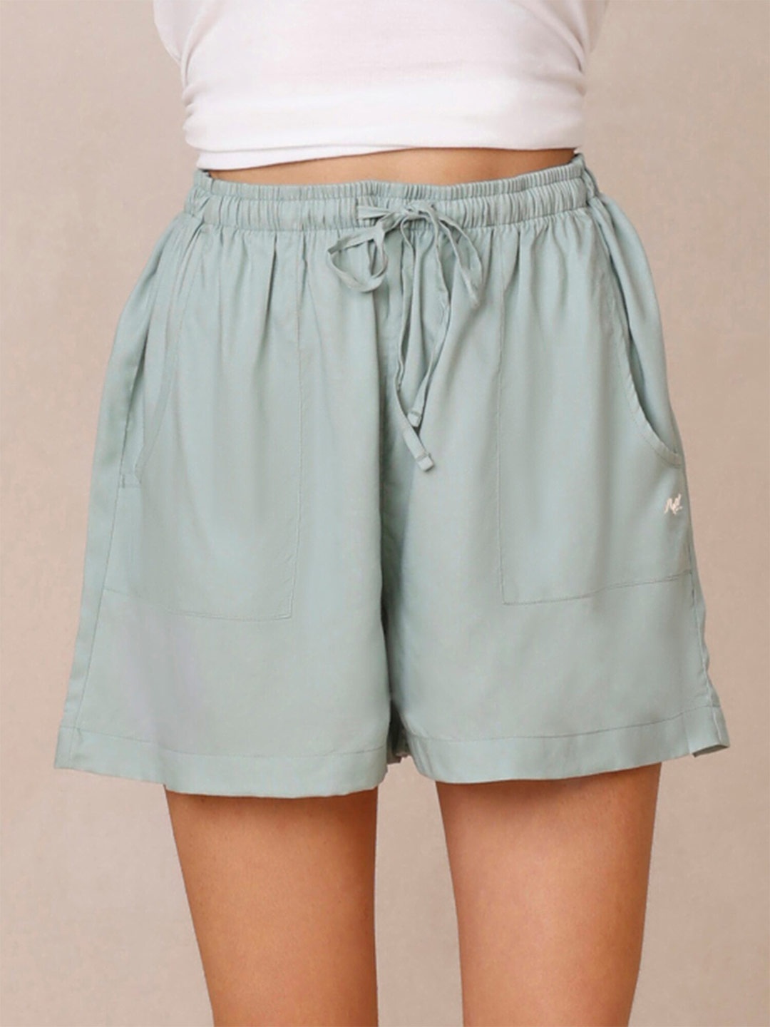 

Nykd Women Cotton Lounge Shorts, Sea green