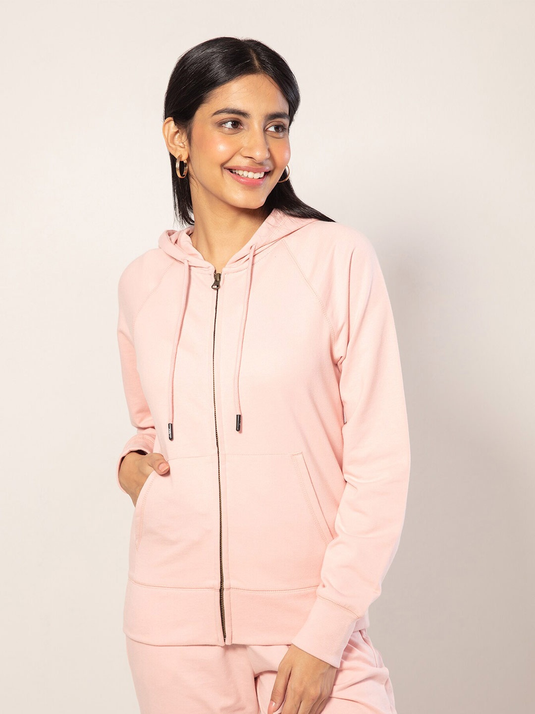 

Nykd Women Terry Hooded Sweatshirt, Peach