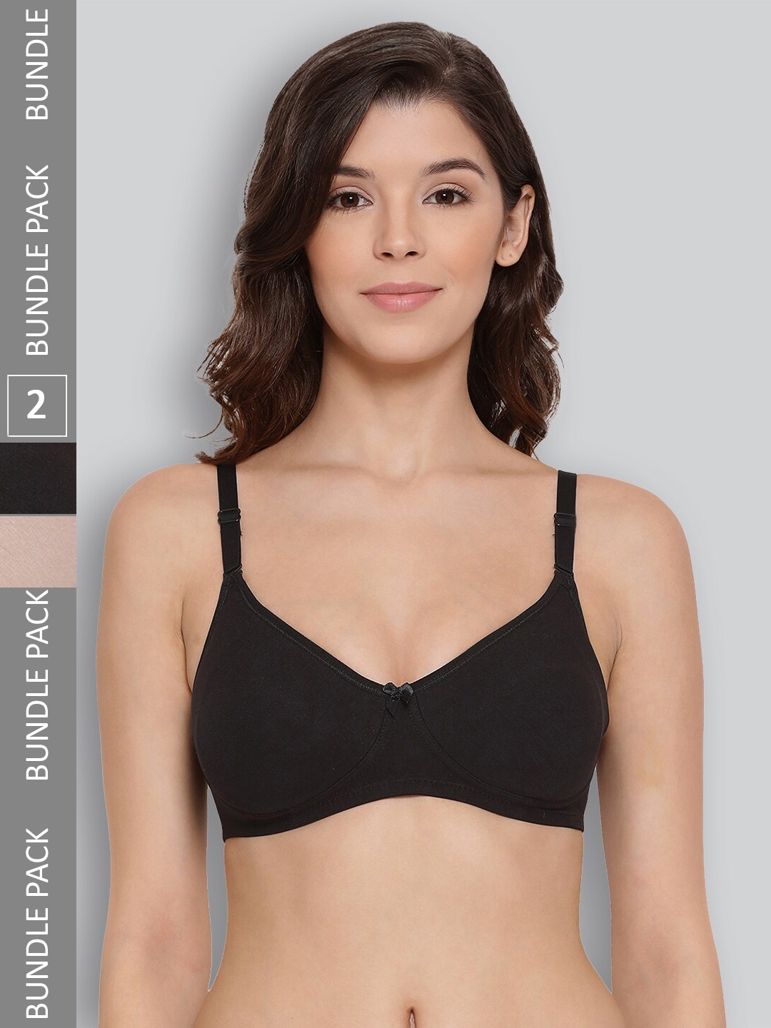 

LYRA Pack of 2 Underwired All Day Comfort Seamless Pure Cotton T-shirt Bra, Black