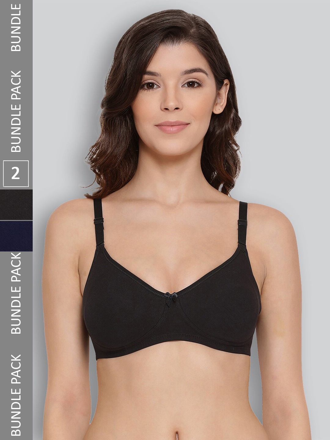 

LYRA Pack Of 2 Combed Cotton Wirefree Secret Support Bra with Detachable Strap, Black