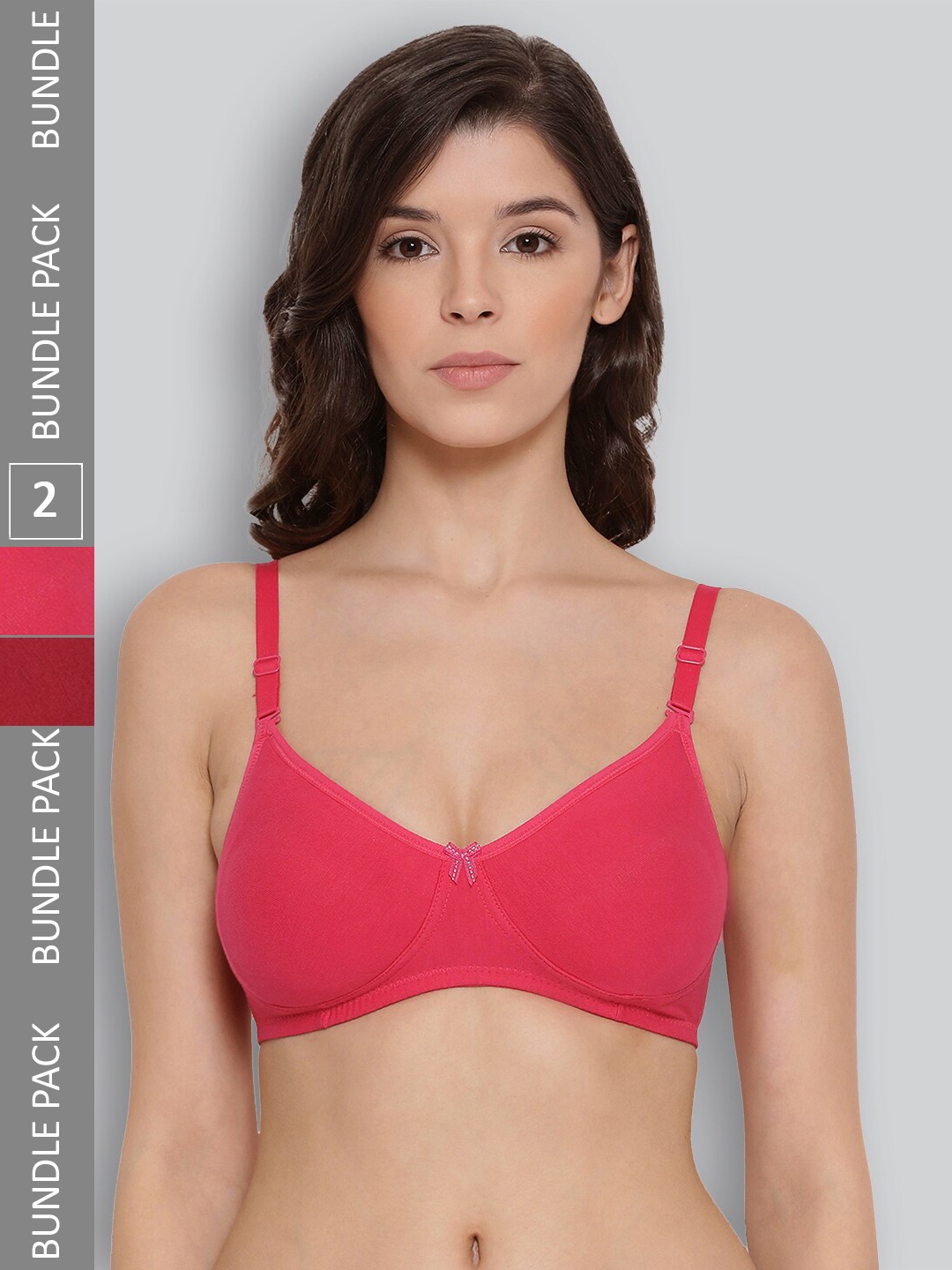 

LYRA Pack Of 2 Combed Cotton Wirefree Secret Support Bra with Detachable Strap, Red