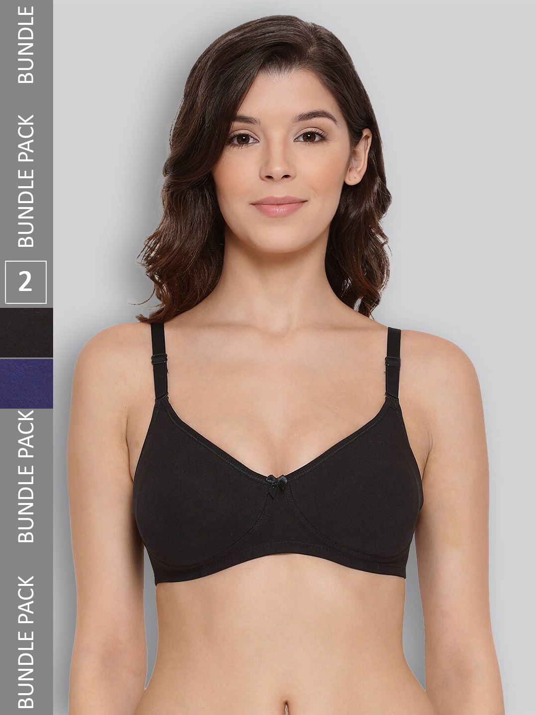 

LYRA Pack Of 2 Combed Cotton Wirefree Secret Support Bra with Detachable Strap, Black