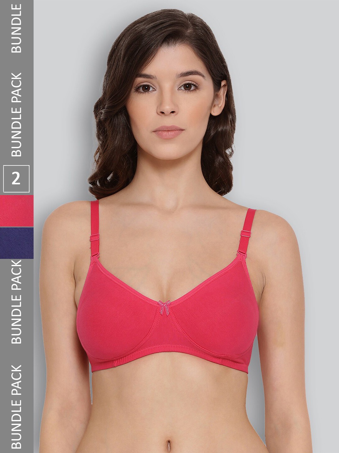 

LYRA Pack Of 2 Combed Cotton Wirefree Secret Support Bra with Detachable Strap, Blue