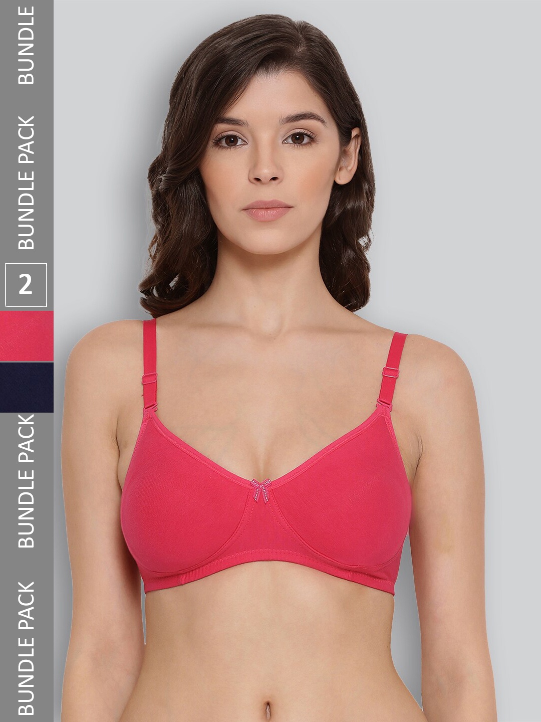 

LYRA Pack of 2 Underwired All Day Comfort Seamless Pure Cotton T-shirt Bra, Fuchsia