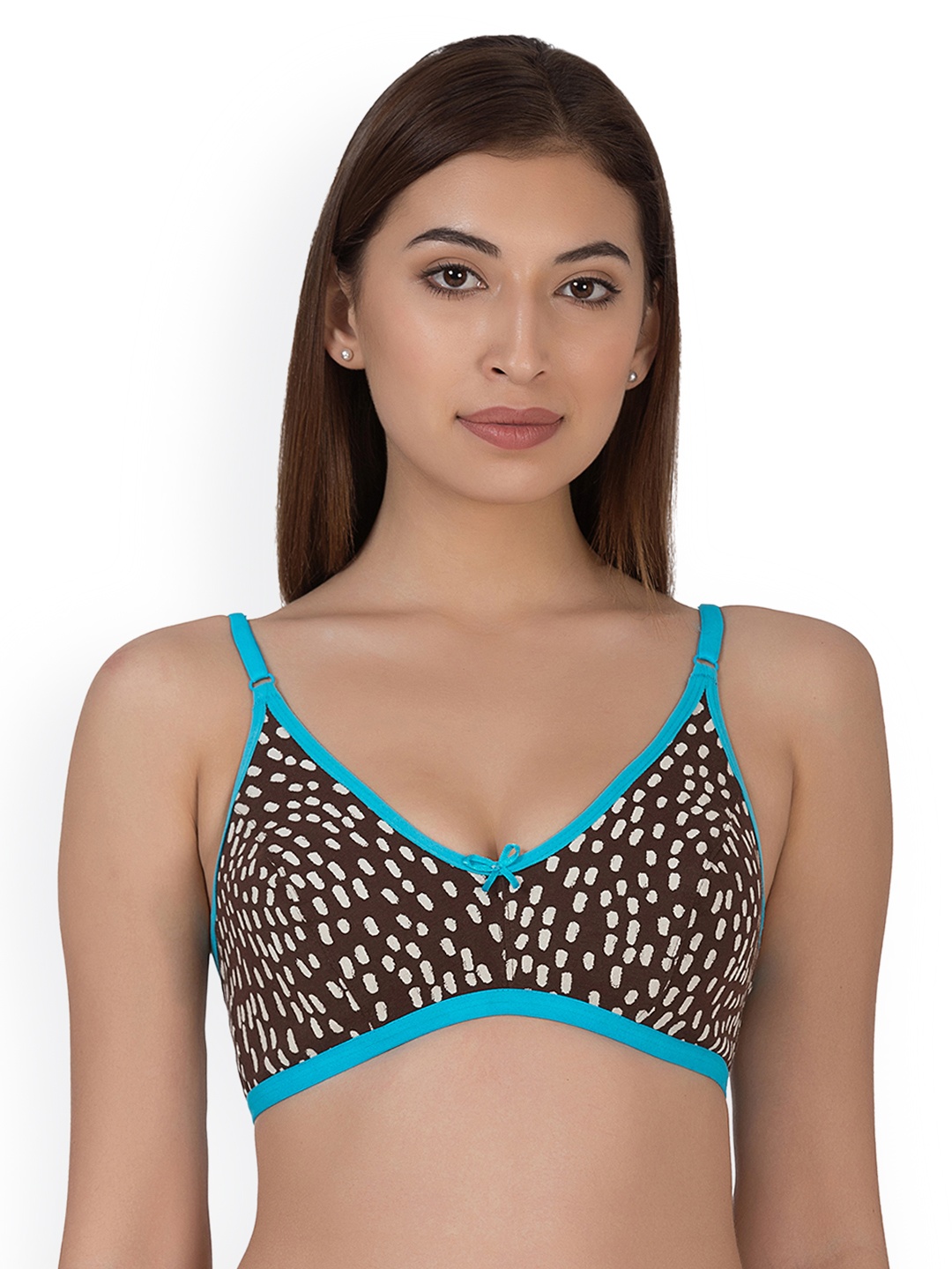 

Clovia Cotton Non-Padded Non-Wired Printed Bra, Brown