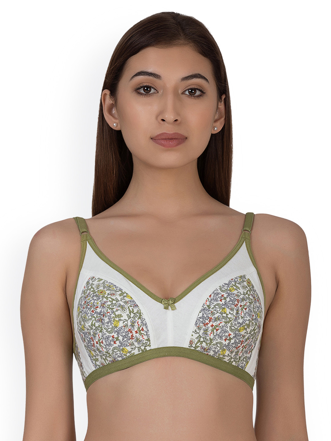 

Clovia Cotton Non-Padded Non-Wired Printed Full Cup Bra, White