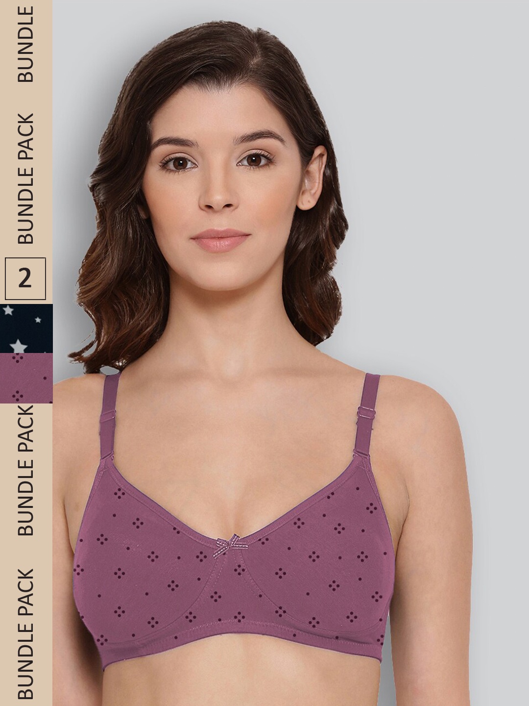 

LYRA Pack of 2 Underwired All Day Comfort Seamless Pure Cotton T-shirt Bra, Purple