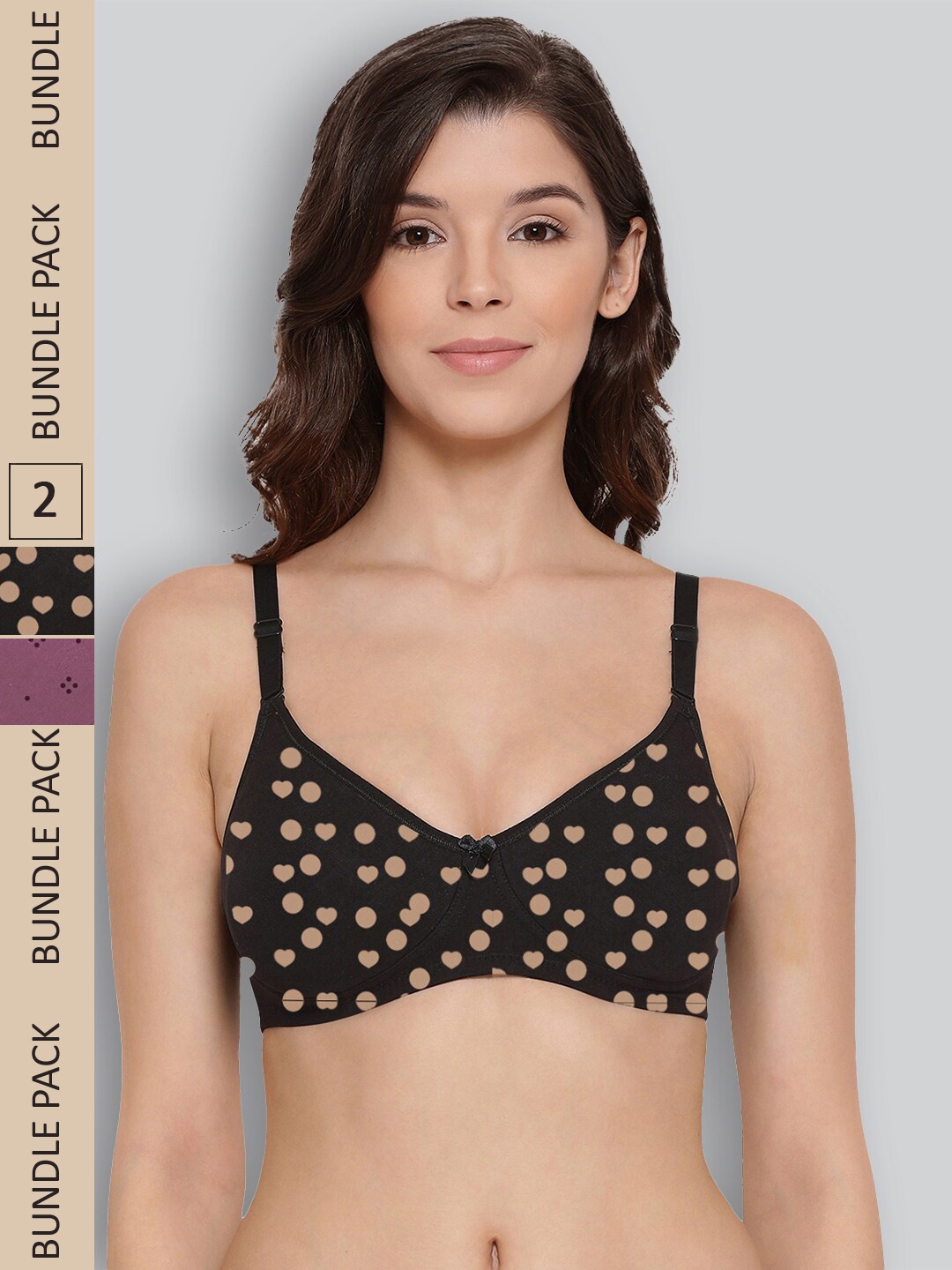 

LYRA Pack of 2 Underwired All Day Comfort Seamless Pure Cotton T-shirt Bra, Black