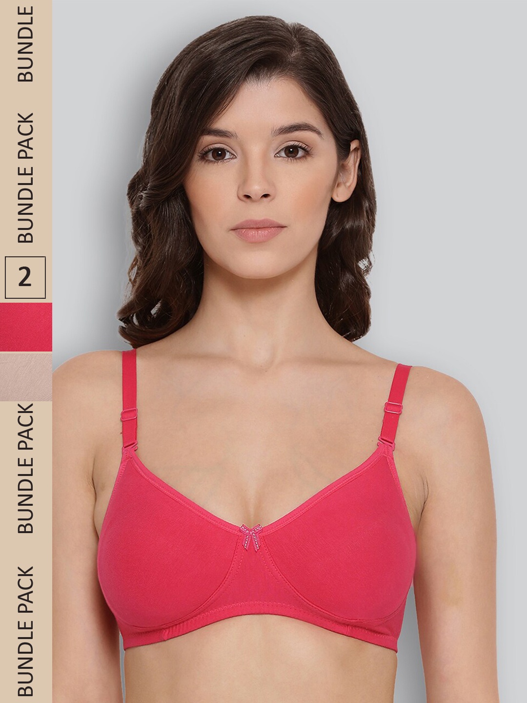 

LYRA Pack Of 2 Combed Cotton Wirefree Secret Support Bra with Detachable Strap, Nude