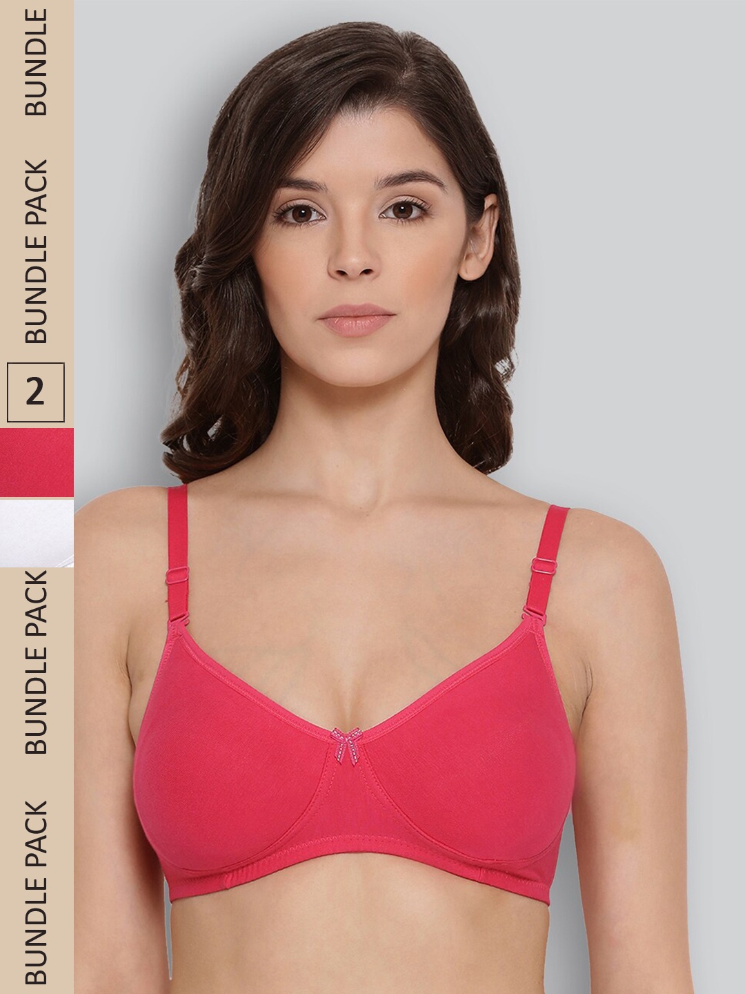 

LYRA Pack Of 2 Combed Cotton Wirefree Secret Support Bra with Detachable Strap, Peach
