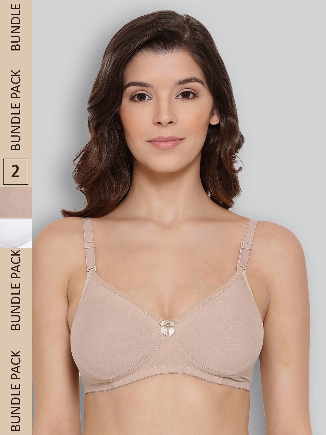 

LYRA Pack Of 2 Combed Cotton Wirefree Secret Support Bra with Detachable Strap, Nude