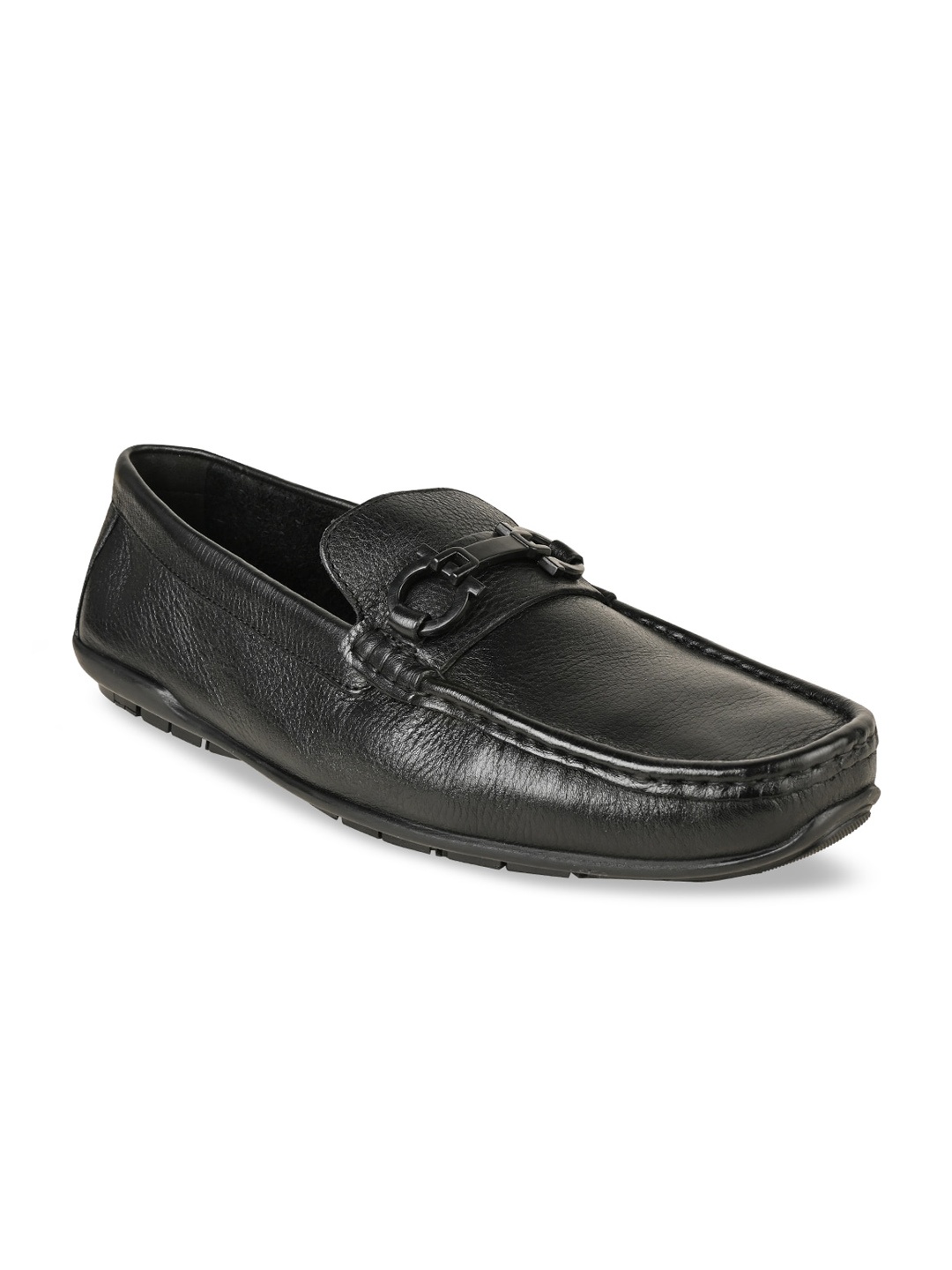 

Regal Men Textured Lightweight Leather Horsebit Loafers, Black