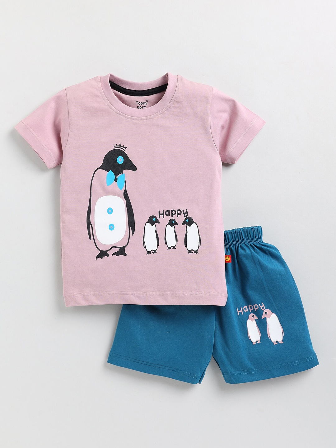 

Toonyport Boys Printed Pure Cotton T-shirt with Shorts, Pink