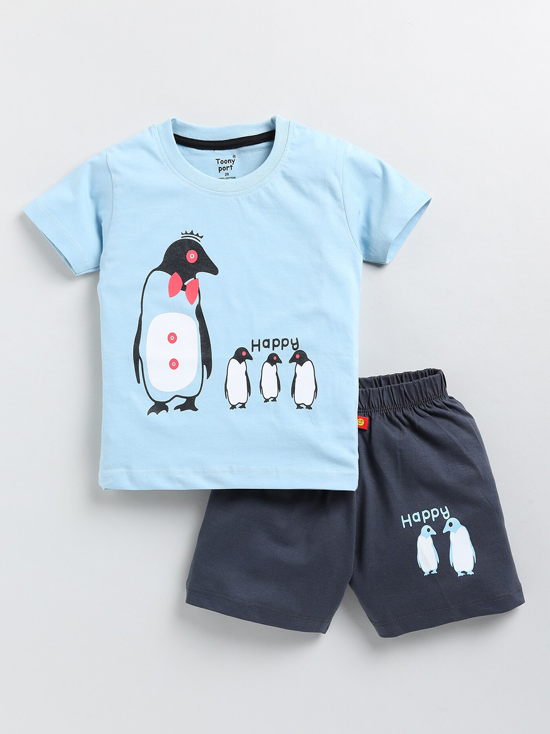 

Toonyport Boys Printed Pure Cotton T-shirt with Shorts, Blue