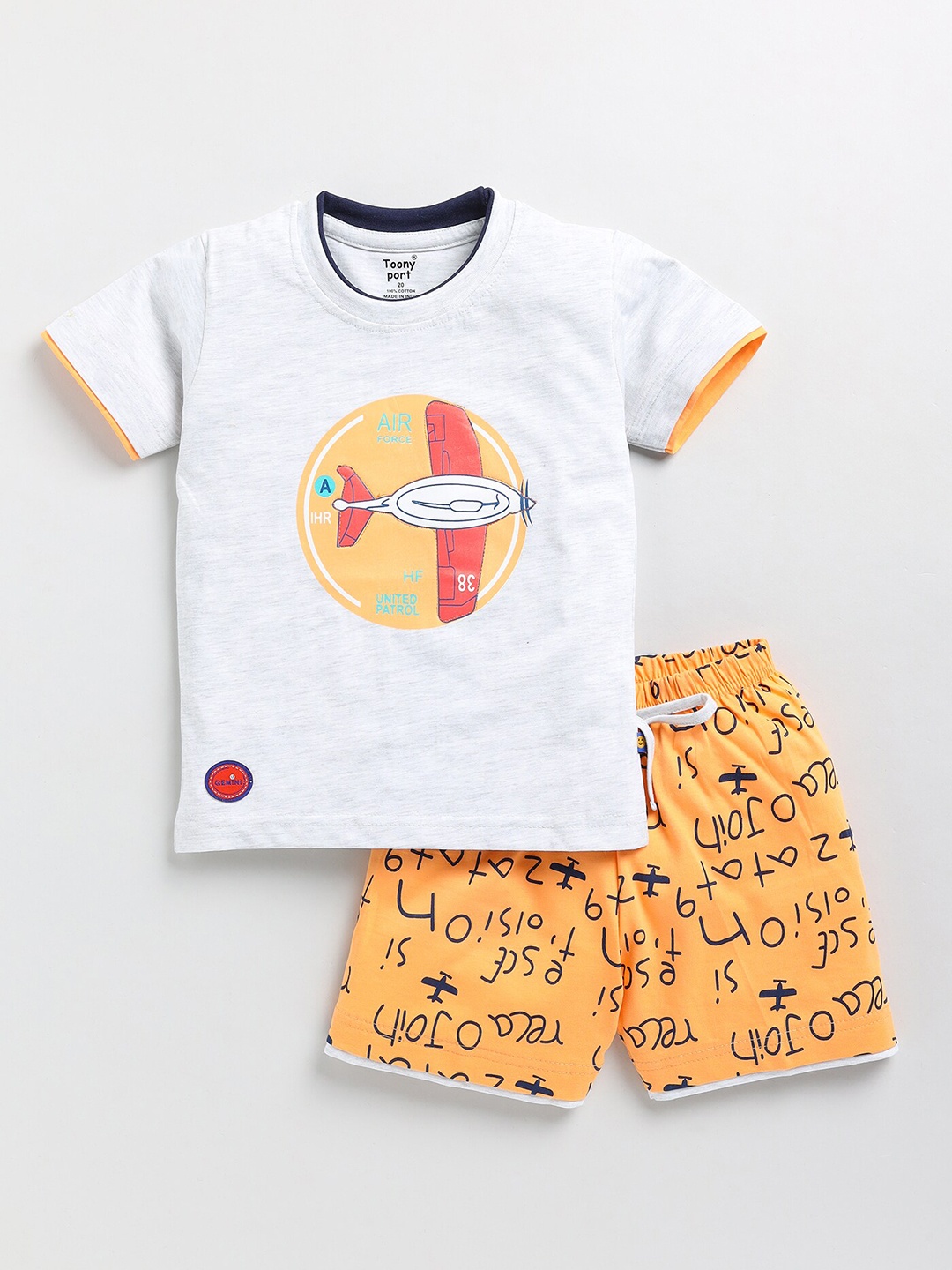 

Toonyport Boys Printed Pure Cotton T-shirt with Shorts, Grey