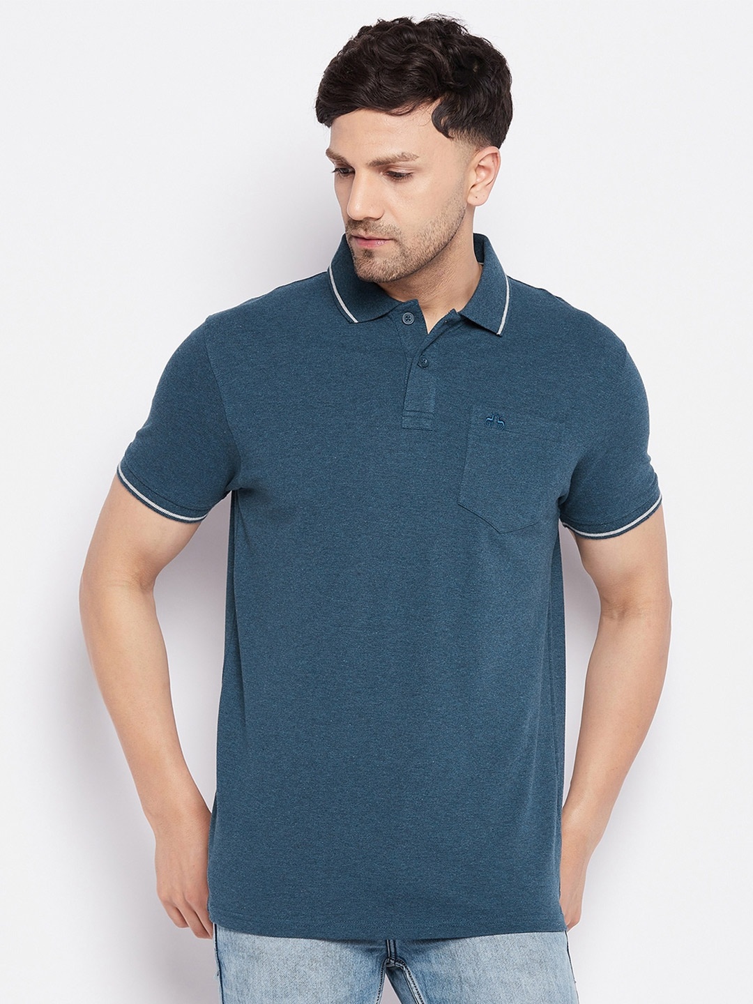 

98 Degree North Polo Collar Cotton T-shirt, Teal