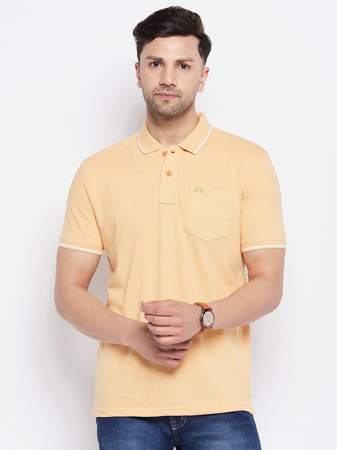 

98 Degree North Polo Collar Cotton T-shirt, Yellow
