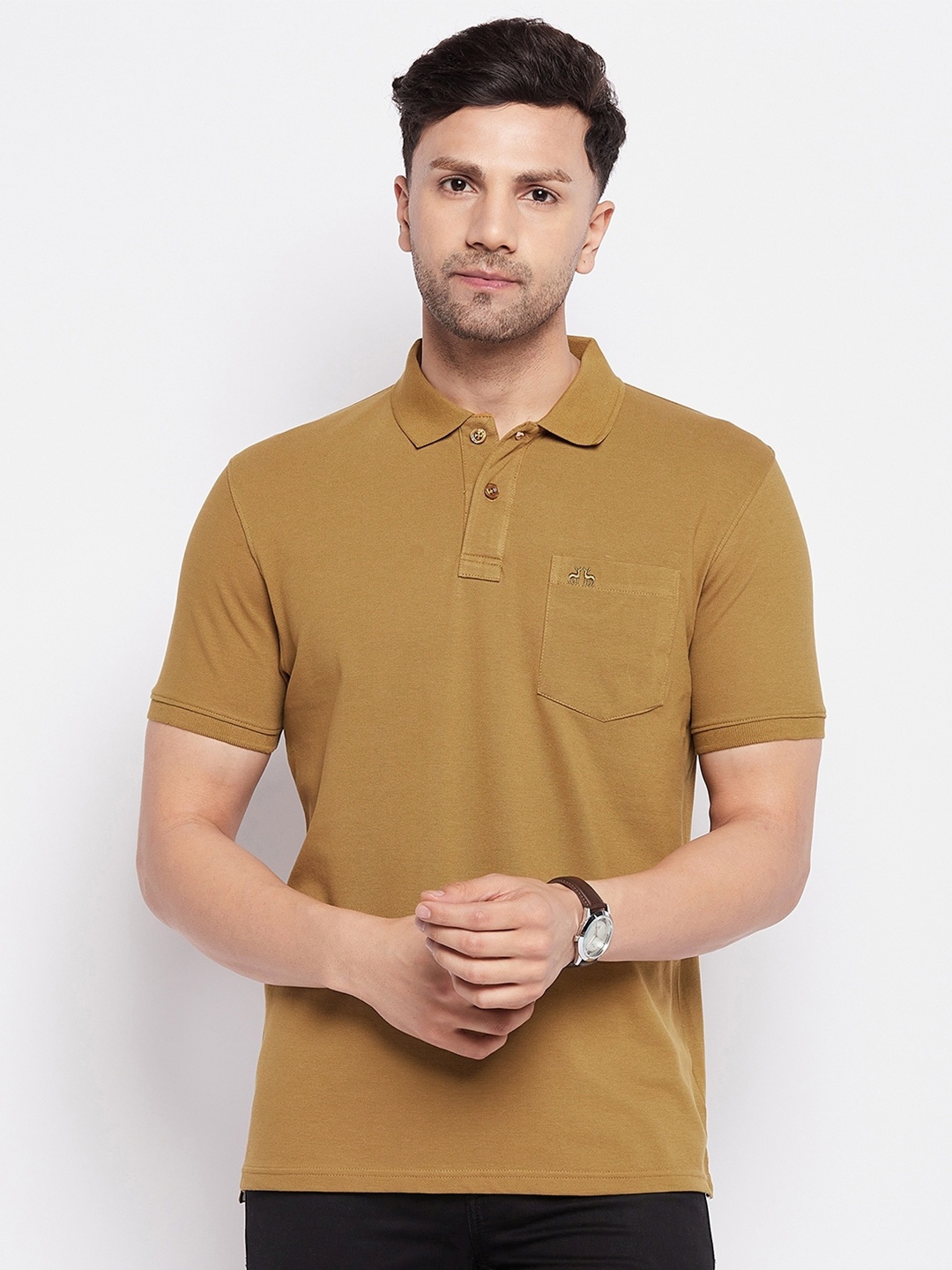 

98 Degree North Polo Collar Cotton T-Shirt, Brown
