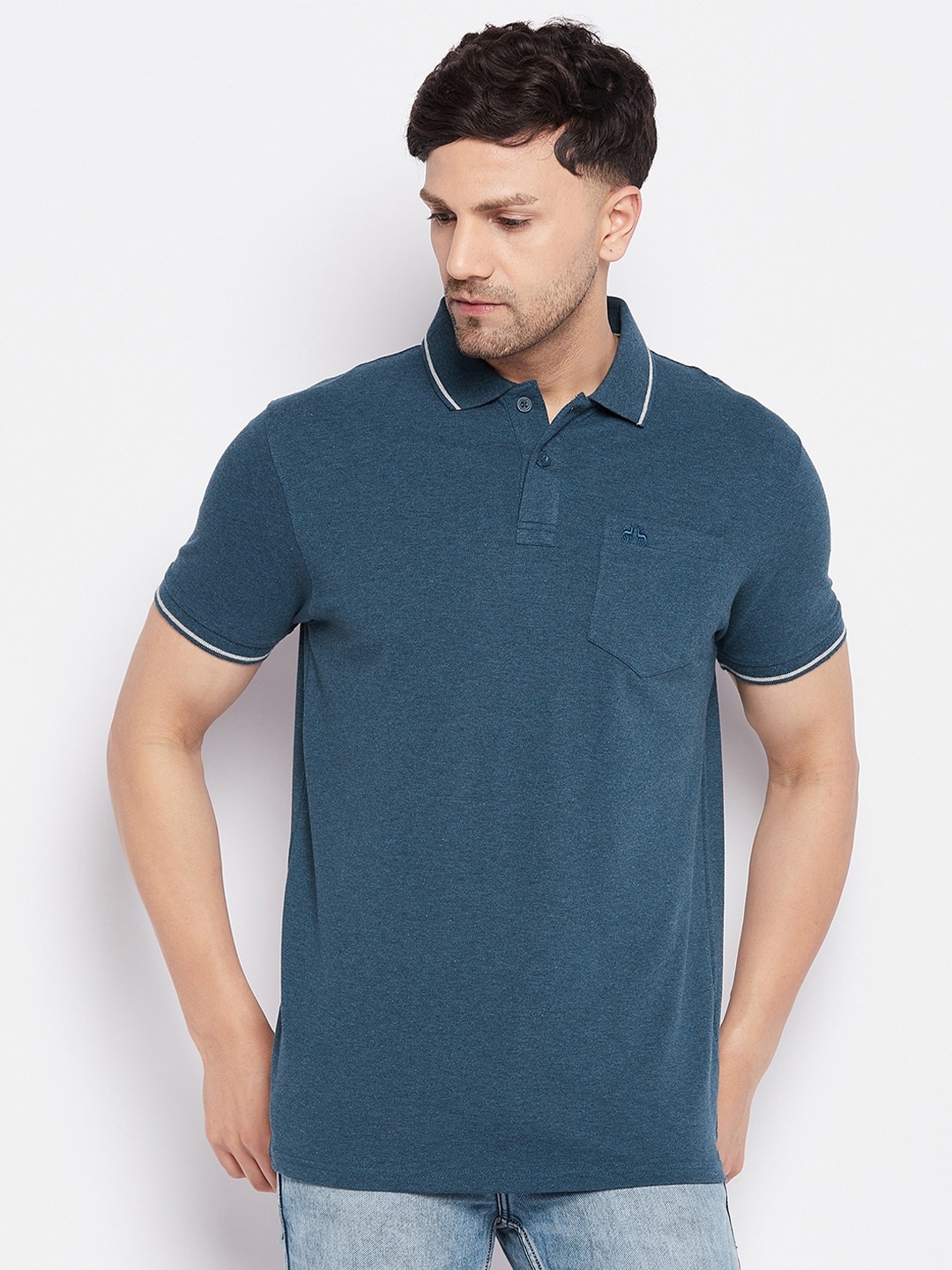 

98 Degree North Polo Collar Cotton T-shirt, Teal
