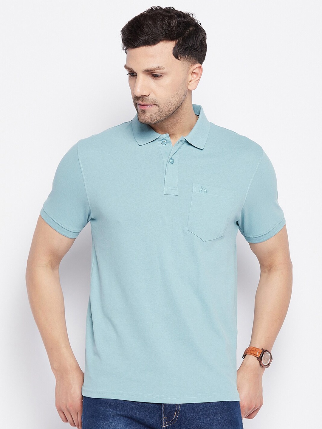 

98 Degree North Polo Collar Cotton T-Shirt, Green