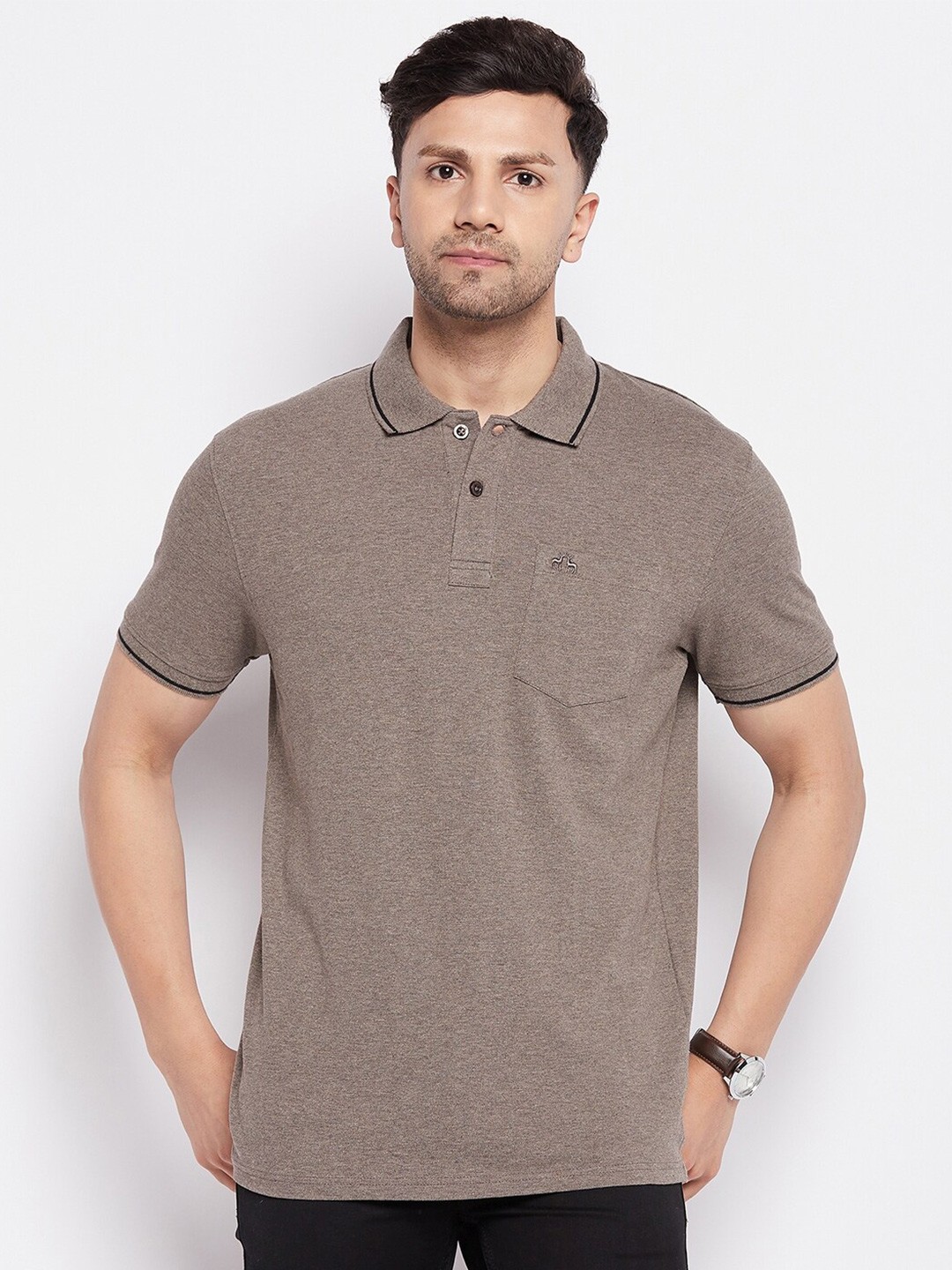 

98 Degree North Polo Collar Cotton T-shirt, Brown
