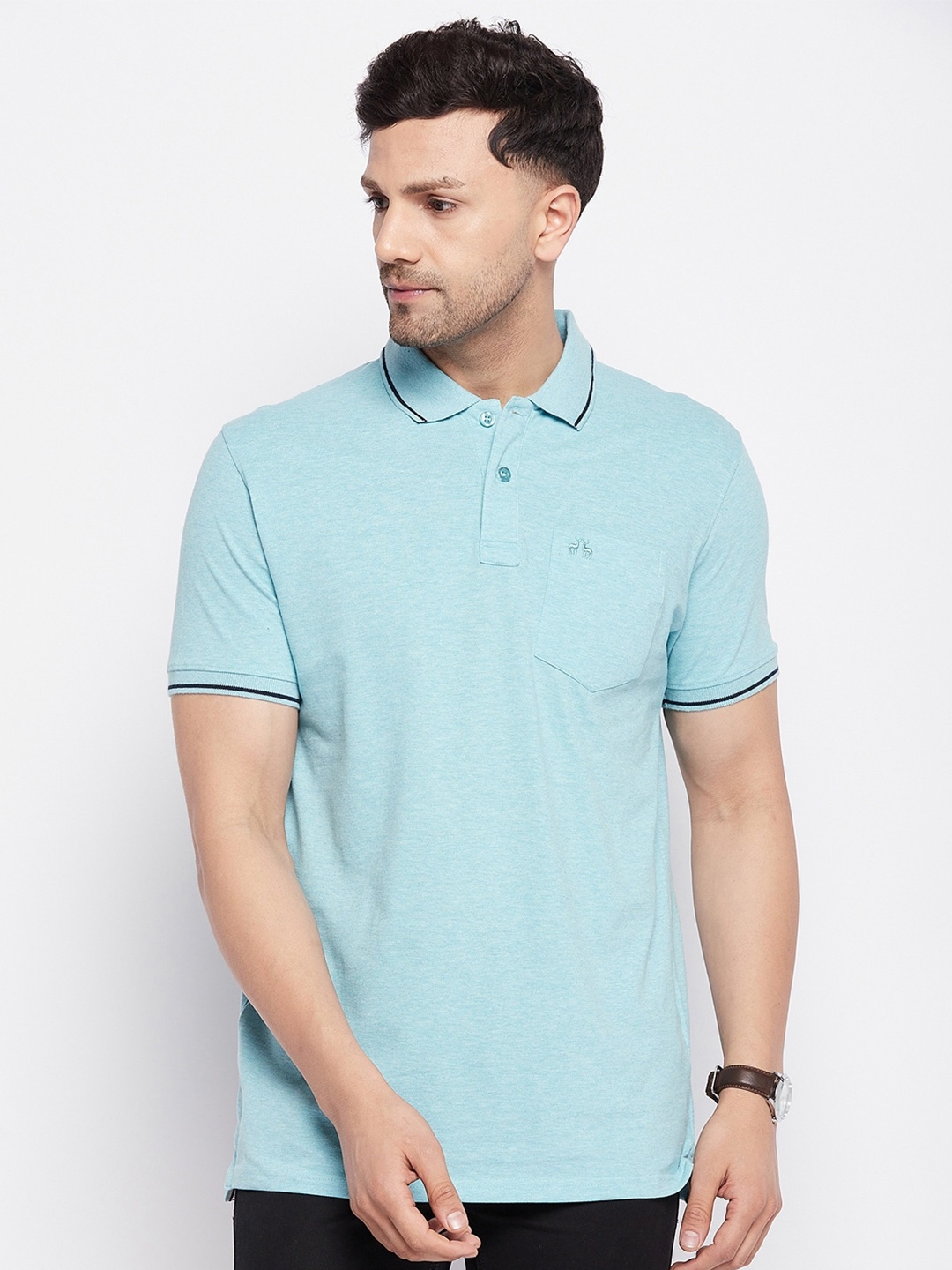 

98 Degree North Polo Collar Cotton T-shirt, Blue
