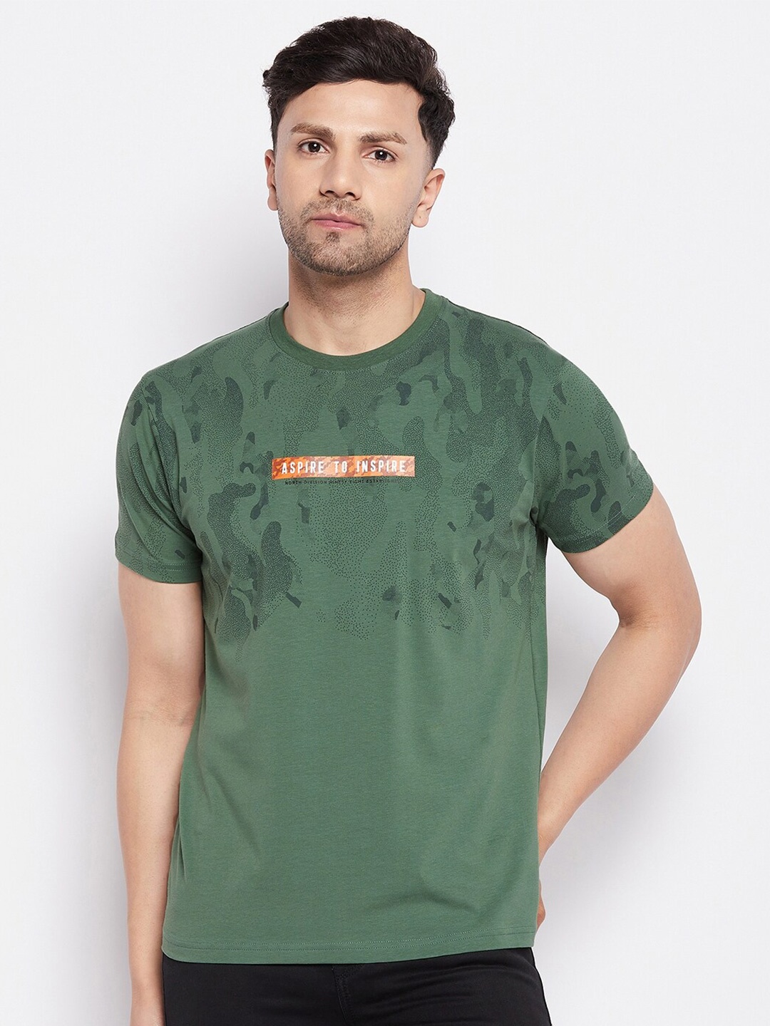 

98 Degree North Abstract Printed Cotton T-shirt, Green