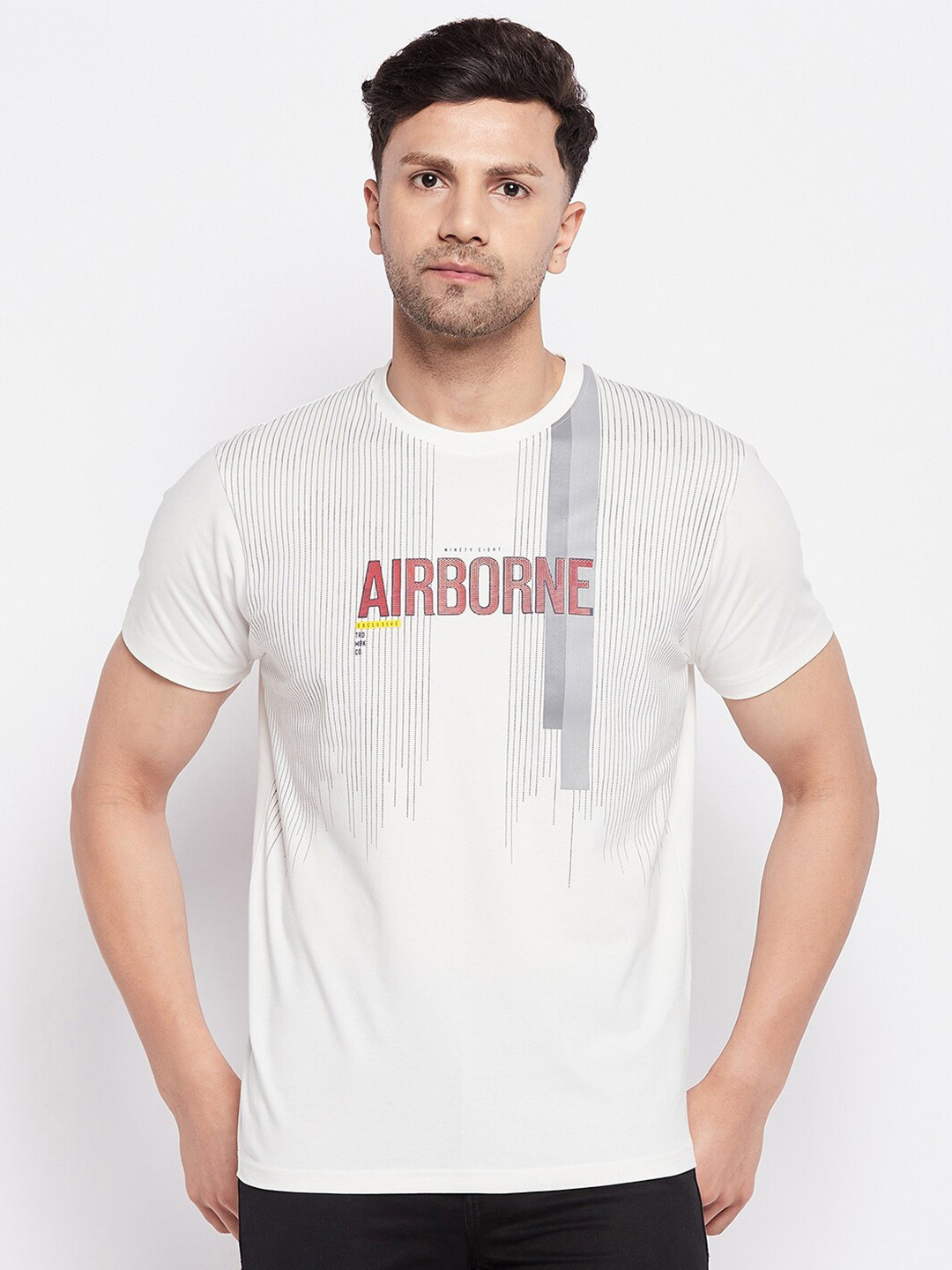 

98 Degree North Round Neck Typography Printed Cotton T-shirt, White