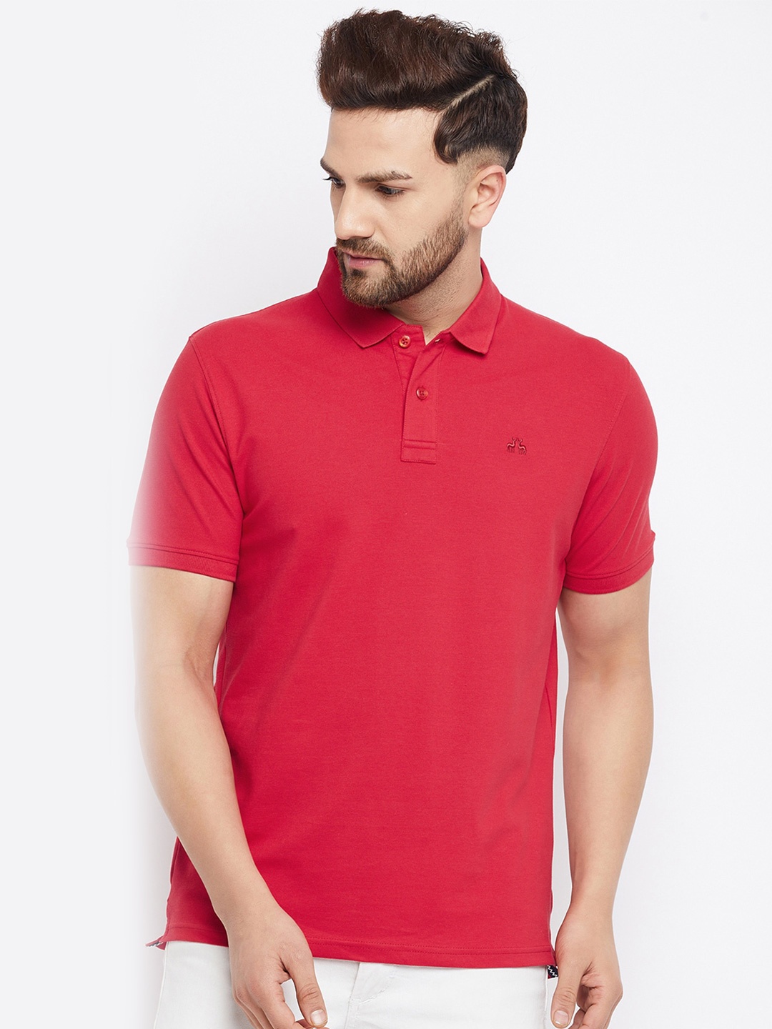 

98 Degree North Polo Collar Cotton T-shirt, Red