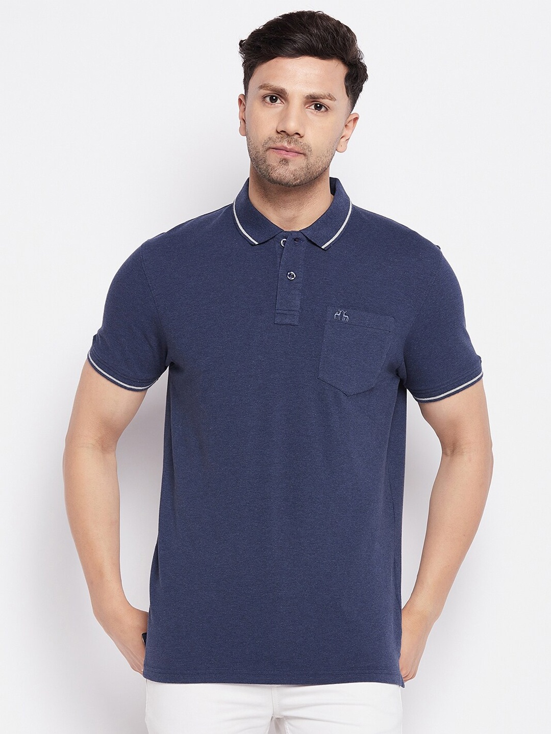 

98 Degree North Short Sleeve Polo Collar T-shirt, Navy blue