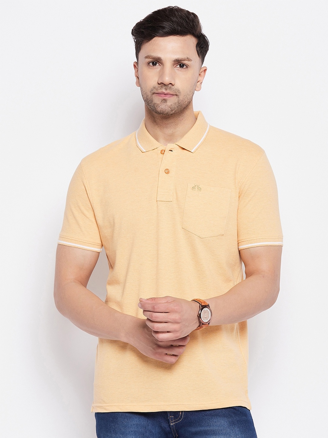 

98 Degree North Polo Collar Cotton T-shirt, Yellow