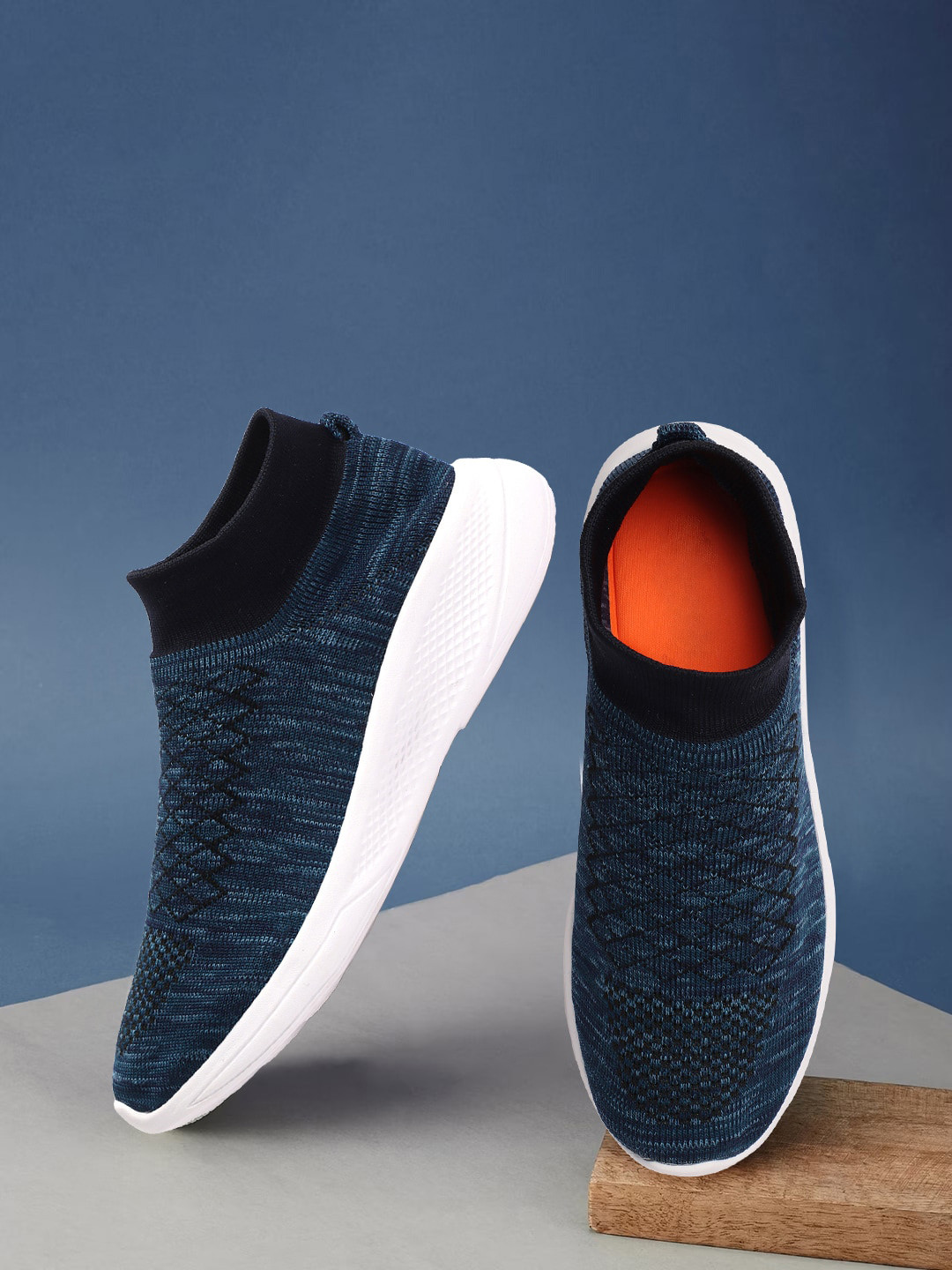 

M7 by Metronaut Men Woven Design Lightweight Slip-On Sneakers, Navy blue