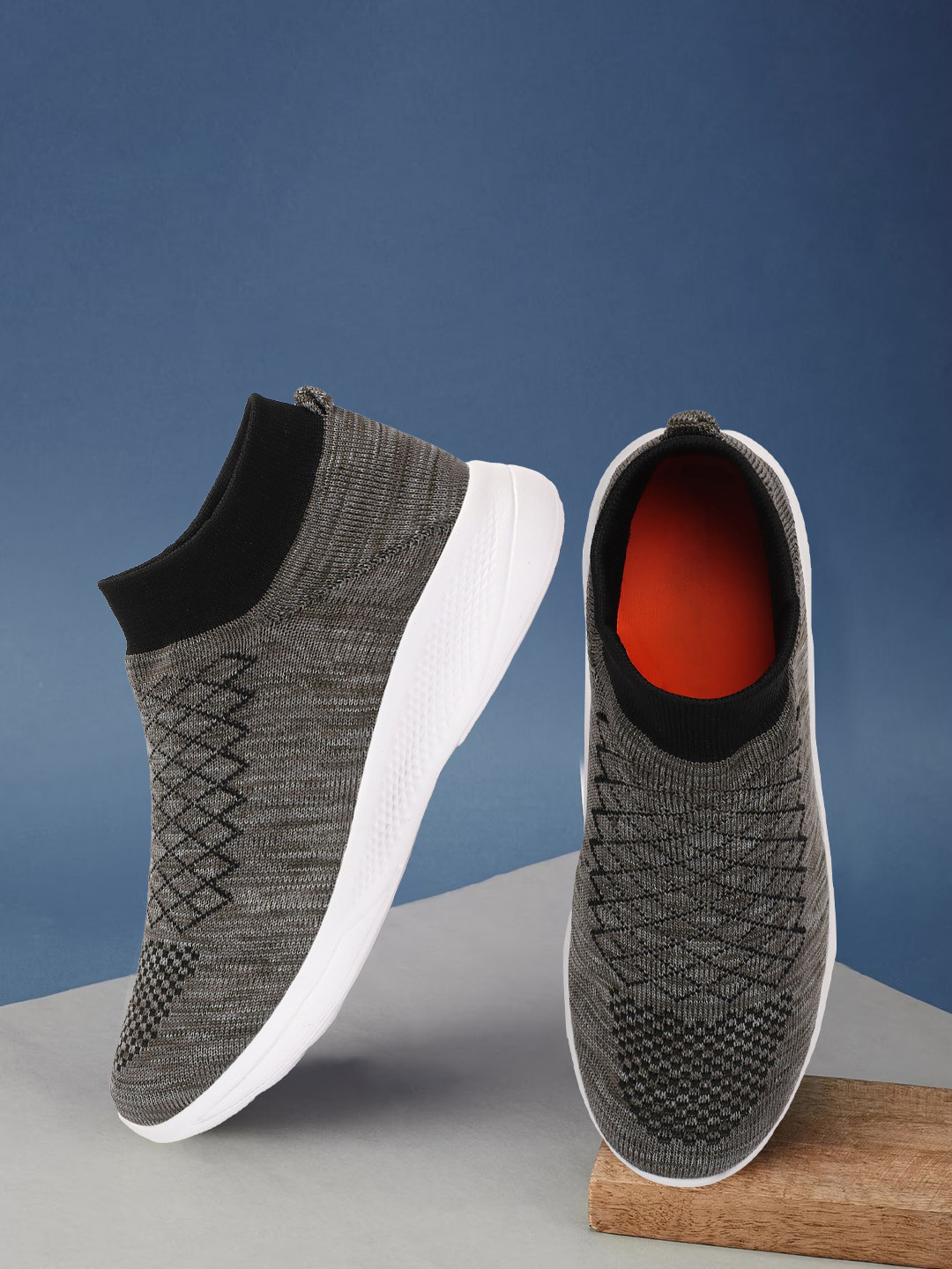 

M7 by Metronaut Men Woven Design Lightweight Slip-On Sneakers, Grey