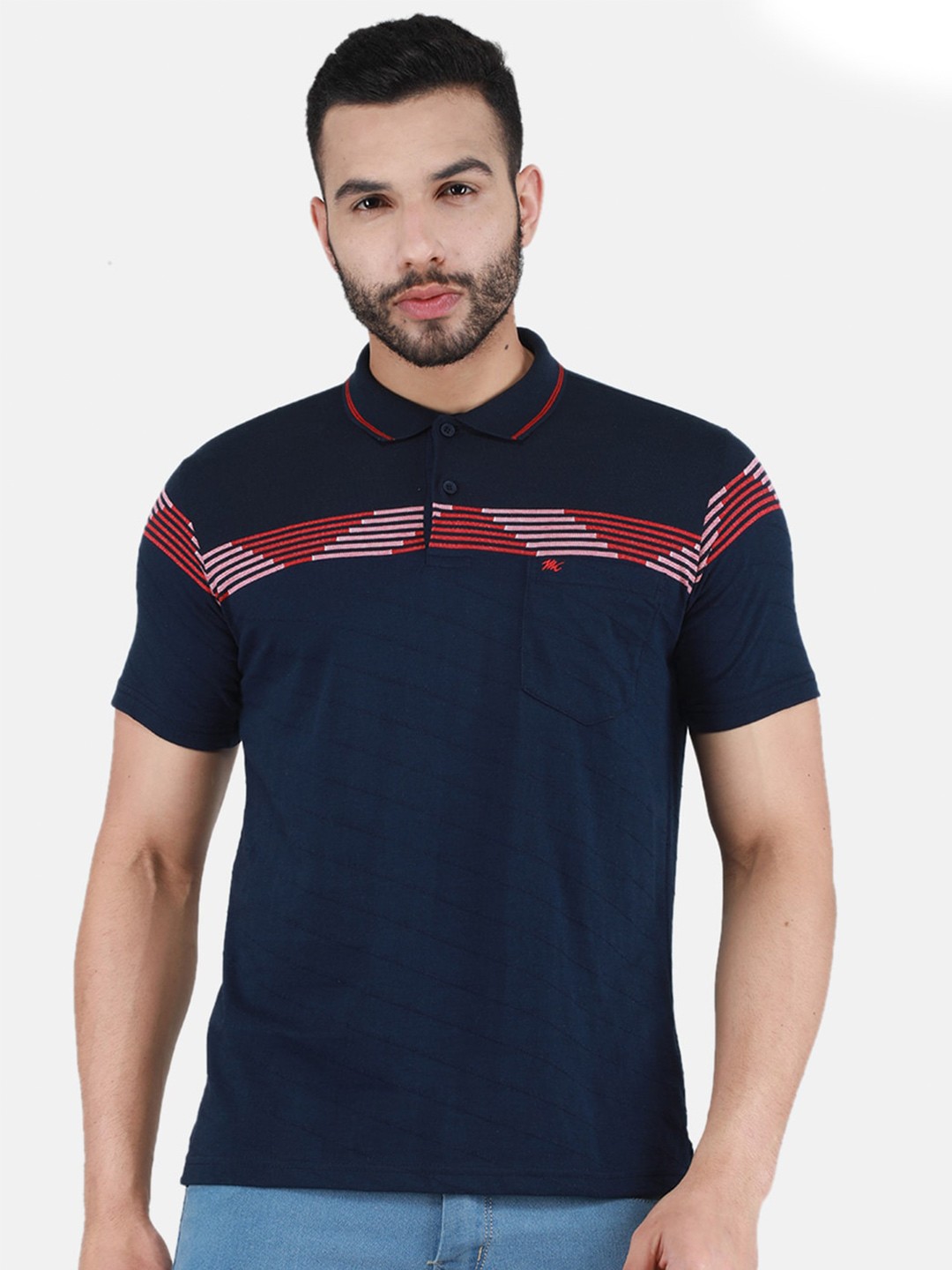 

Monte Carlo Short Sleeve Polo Collar Cotton T-shirt, Navy blue