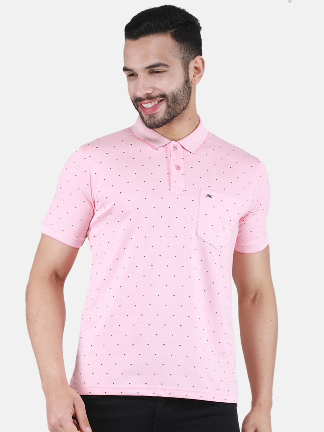 

Monte Carlo Conversation Printed Short Sleeve Polo Collar T-shirt, Pink