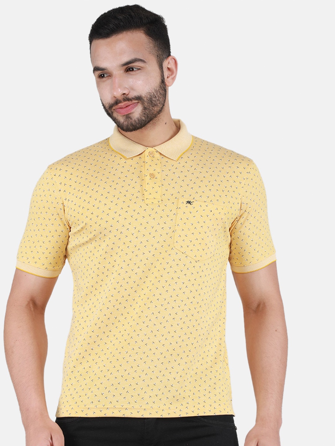 

Monte Carlo Conversation Printed Short Sleeve Polo Collar T-shirt, Yellow