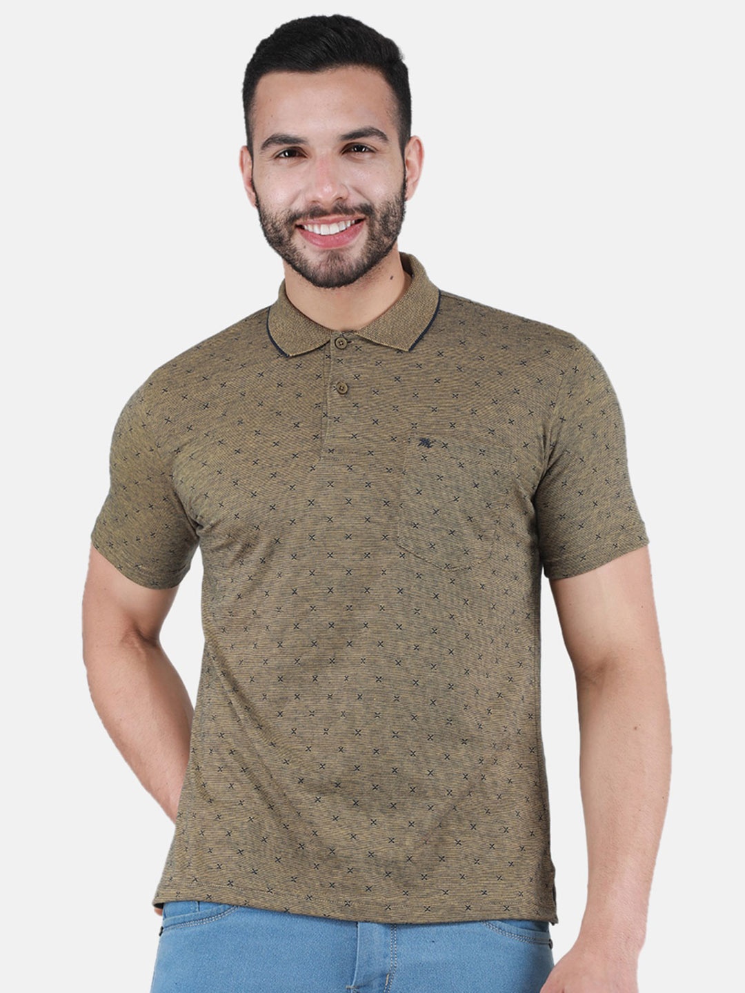 

Monte Carlo Conversational Printed Polo Collar T-Shirt, Khaki