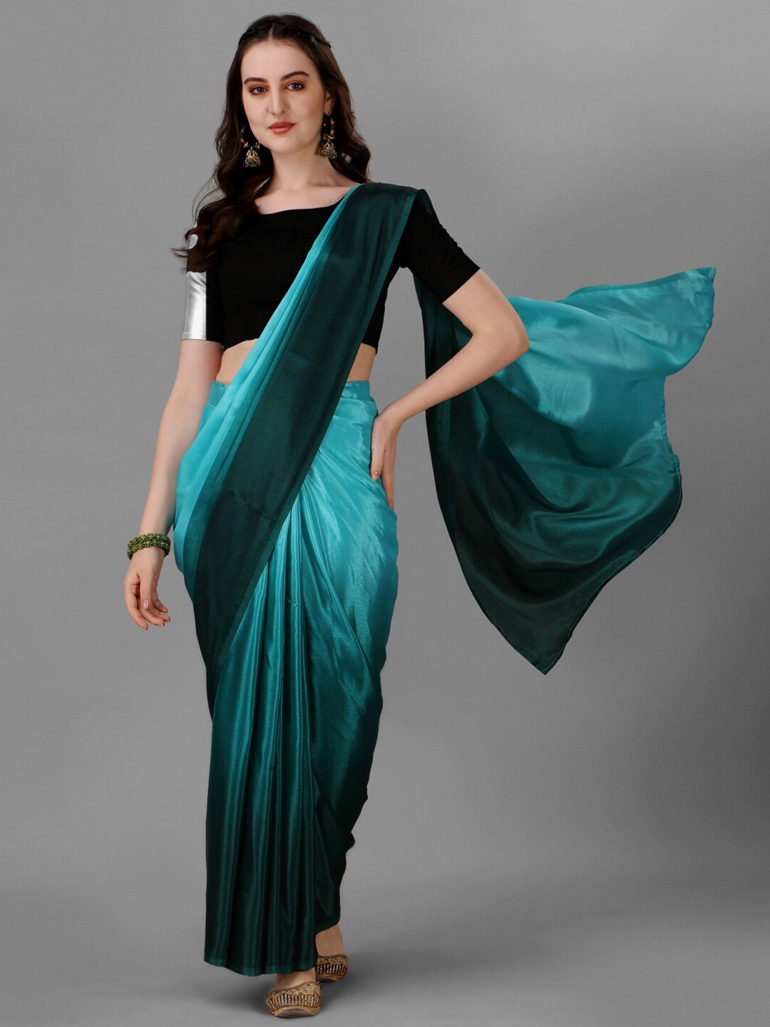 

Shiv Textiles Ombre Printed Saree, Teal