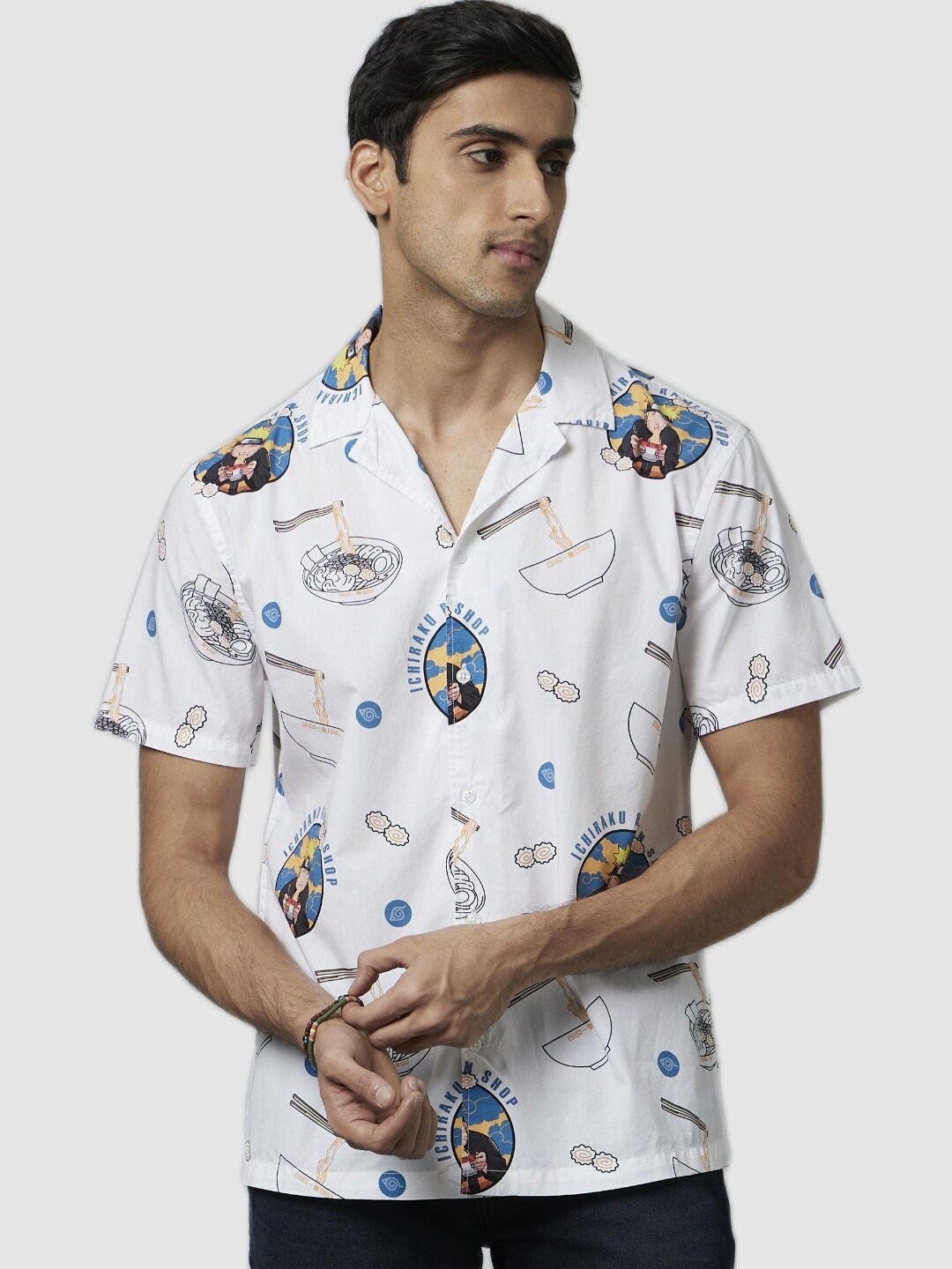 

Celio Naruto Printed Cotton Casual Shirt, White
