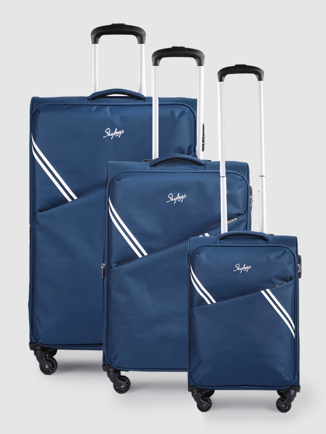 

Skybags Set of 3 Trolley Suitcases - Cabin, Medium and Large, Blue