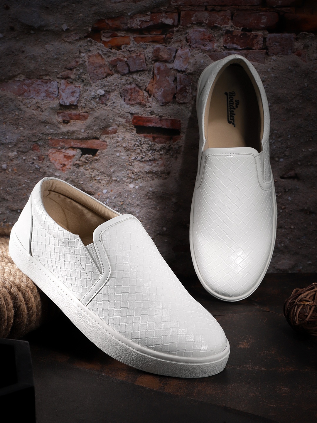 

Roadster Women Basketweave Textured Slip-On Sneakers, White
