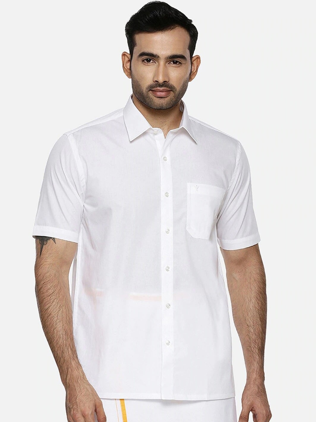 

Ramraj Original Pure Cotton Ethnic Shirt, White
