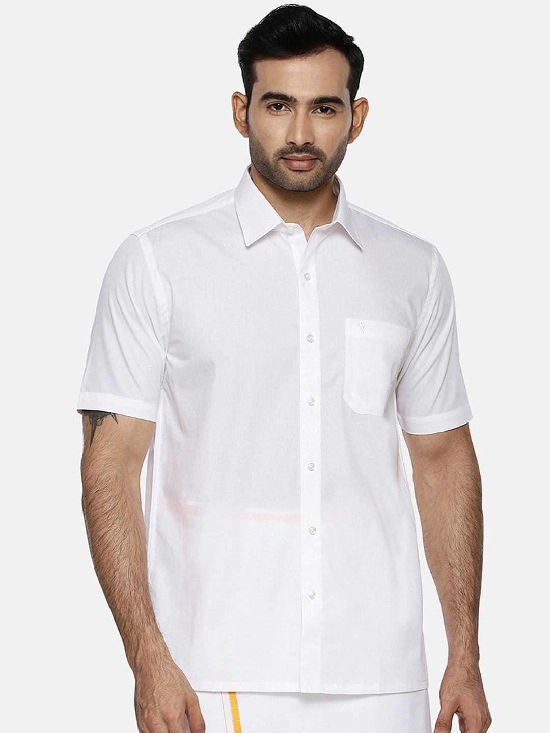 

Ramraj Men Original Regular Fit Pure Cotton Casual Shirt, White