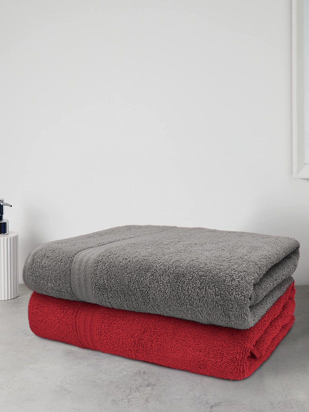 

Aura Anatolia 2 Pcs Red & Grey Pure Cotton 500GSM Quick Dry Bath Towels