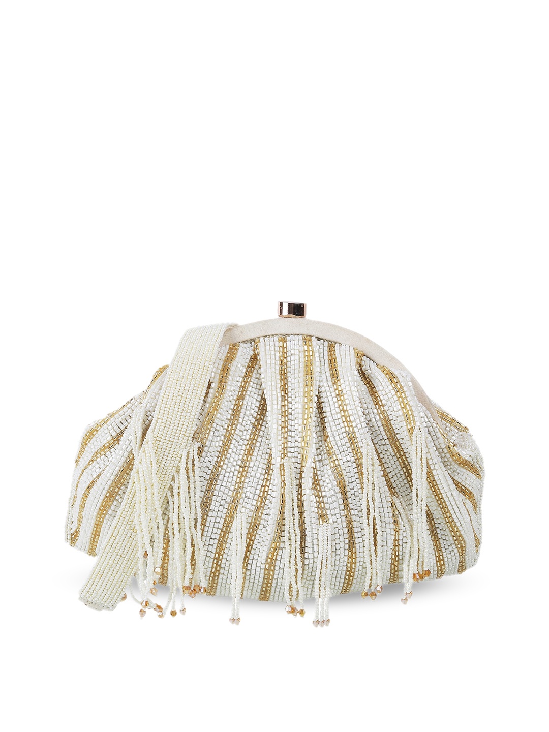 

Metro Embellished Fringed Swagger Sling Bag, Off white
